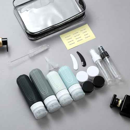 16 Pack Travel Bottles - Silicone Toiletries Containers, Leak Proof Refillable Shampoo & Conditioner Essentials