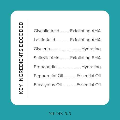 Medix 5.5 Glycolic Acid + Lactic Acid Exfoliating Body Wash Gel | KP Bump Eraser | AHA Exfoliant Skin Care Body Cleanser | Keratosis Pilaris & Acne | Anti Aging AHA Foaming Body & Face Wash, 2-Pack