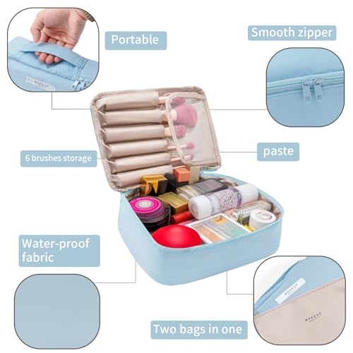 Travel Makeup Bag Cosmetic Bag Makeup Bag Toiletry bag for women and men (Blue)