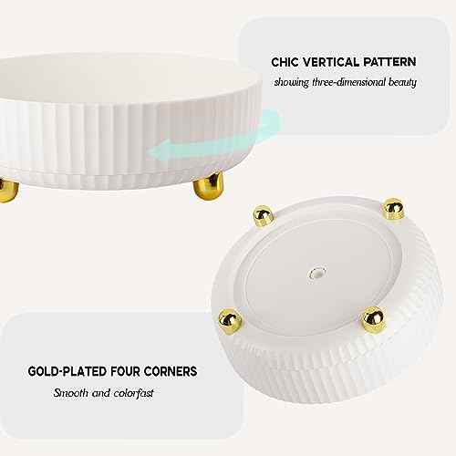 Anyoifax Makeup Perfume Organizer Tray 360 Degree Rotating Lazy Susan Skincare Lotion Organizer Spinning Cosmetics Storage for Dresser, Vanity, Bathroom Countertop, Small Ivory White