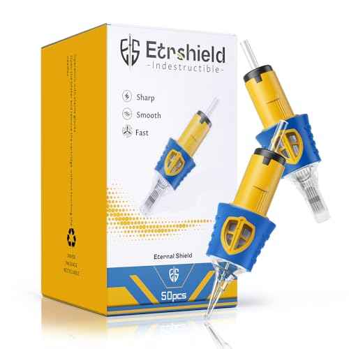 ES SHIELD Tattoo Needles, 50pcs Assorted Silicone Finger Ledge Tattoo Cartridge Needle #12 Standard 3RL 5RL 7RL 9RL 11RL Round Liner for Tattoo Pen Tattoo Supplies