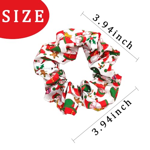 Christmas Hair Ties Elastics Lattice Snowflakes Hair Scrunchies Ponytail Holder Christmas Tree Santa Claus Hair Accessories for Women Girls Silk Hair Band Ropes Festival Party Supplies
