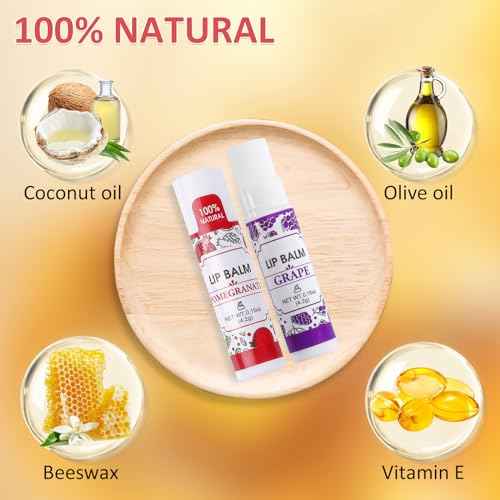 32 Pack Lip Balm, Natural Lip Balm Bulk with Vitamin E and Coconut Oil, Bulk Lip Balms for Dry Lips-16 Flavors