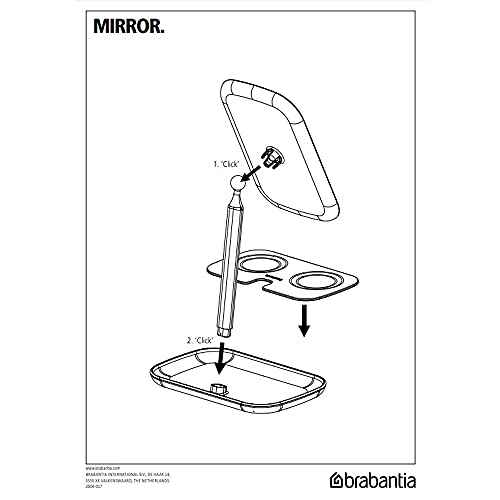 Brabantia Renew 360° Adjustable Vanity Bathroom Mirror with Stand & Storage Tray (White) Non-Slip Tray for Makeup, Jewellery, Shaving Accessories (8x8x11)