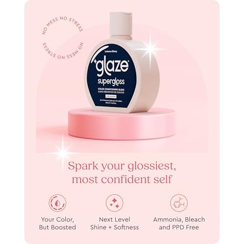 Glaze Supergloss Color Conditioning Gloss With Dispensing Pump ? Hydrating Semi-Permanent Color Hair Gloss & Shine Boost ? Vegan, Cruelty-Free ? 6.4 fl oz - Lustrous Ebony - Blue Black