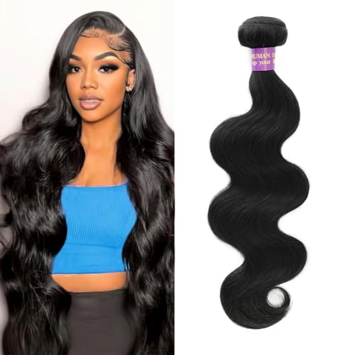 14A Human Hair Bundles 16 Inch Body Wave Bundles Human Hair 100% Unprocessed Brazilian Virgin Hair Body Wave 1 Bundle Human Hair Extensions for Women Natural Color Quick Weave