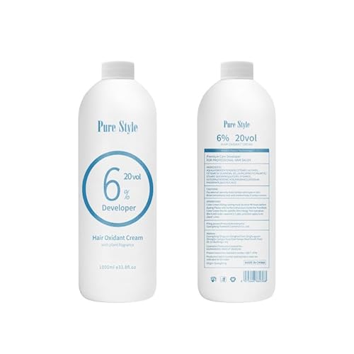 PureStyle 6% 20 Volume 1000ml Professional Hair Developer Cream, Hair Dye Color developer 20 vol, for Hair Bleach (6% 20vol 1000ml)