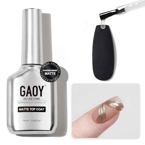 GAOY Matte Gel Top Coat, 16ml Powder-Resist Matte Finish for Detail Chrome Powder Painting Long Lasting UV Gel Nail Art DIY