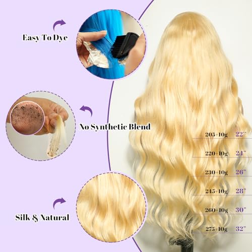 613 13x6 Lace Front Wig Human Hair 200 Density 22 Inch Body Wave 613 Blonde Wig Human Hair 13x6 200 Density HD Lace Front Wigs Human Hair Blonde Pre Plucked for Women