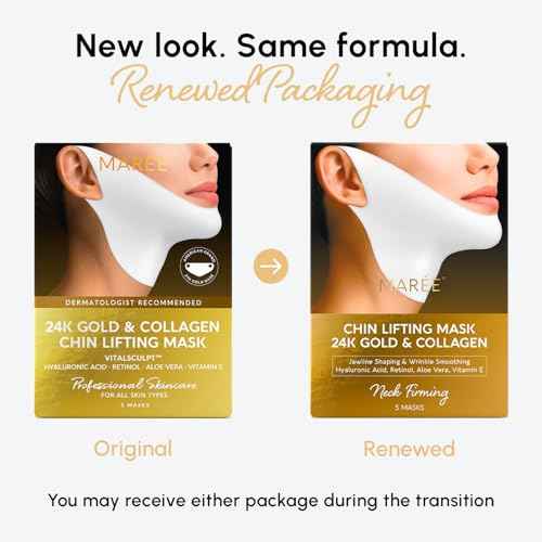 MAREE V Line Lifting Mask with 24K Gold ? Deep Collagen Face Mask for Women ? Jawline Shaper Mask with Retinol & Hyaluronic Acid ? Neck Tightening & Firming - Double Chin Strap for Face Lift