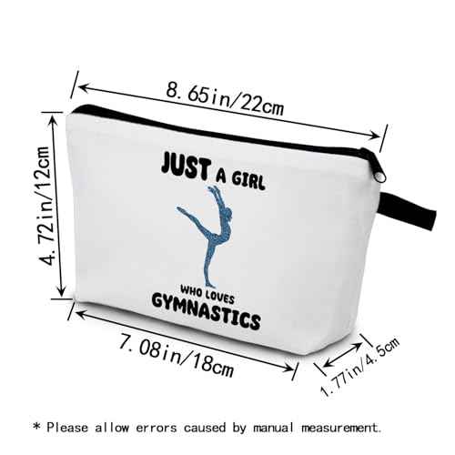 Gymnastics Makeup Bag Gymnastic Christmas Birthday Present Small Organizer Zipper Pouch Just Love Gymnastics Cosmetic Bag Graduation Present for Gymnasts Women Friends Sisters