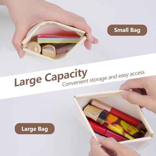 4Pcs Small Makeup Bag for Purse, Mini Travel Cosmetic Bags for Women Portable Coin Purse Lipstick Organizer Makeup Pouch (Black and White)
