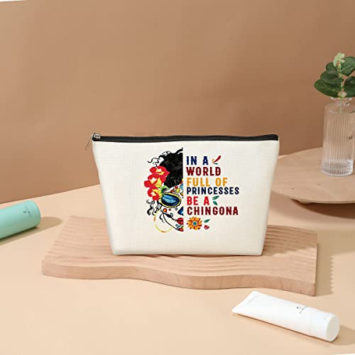 DJHUNG Inspired Mexican Girl Makeup Bag Funny Badass Women Gift Skull Travel Pouch for Women Female Girls Friends Sister BFF Nurse Mom Aunt Birthday Christmas Halloween in a World Full of Princesses