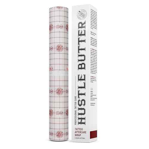 Hustle Butter Second Skin Tattoo Wrap - 9.8 Inches x 2.2 Yards - Transparent Adhesive Roll - Easy Removal, Mess-Free Body Art Wrap - Breathable & Latex-Free - for Medium Tattoo Aftercare