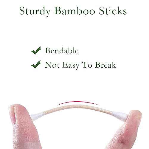 Bamboo Cotton Swabs 400 Count - Vegan Cotton Buds - Natural Wooden Ear Sticks With Double Tipped - Organic Cotton Swabs For Ear Wax Removal