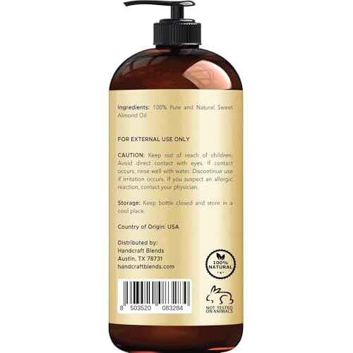 Handcraft Blends Sweet Almond Oil - 16 Fl Oz - 100% Pure and Natural - Premium Grade Carrier Oil for Skin and Hair - Hair and Body - Massage - Hexane-Free