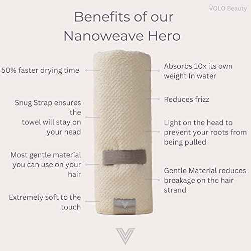 VOLO Hero Cloud Pink Hair Towel - Ultra Soft, Quick Drying, Anti Frizz & Breakage, 30% More Fabric, Snug Strap