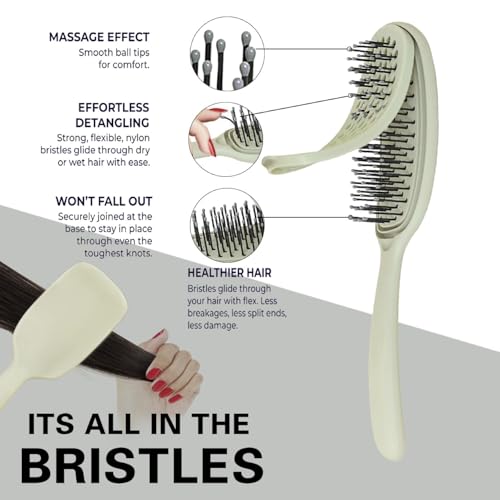Unique Design Wet Detangling Hair Brush- Vented Design & Ultra Soft Bristles with Removable Screen Manages Tangle and Uncontrollable Hair. Pain-Free. Christmas Stocking Stuffer Gift.