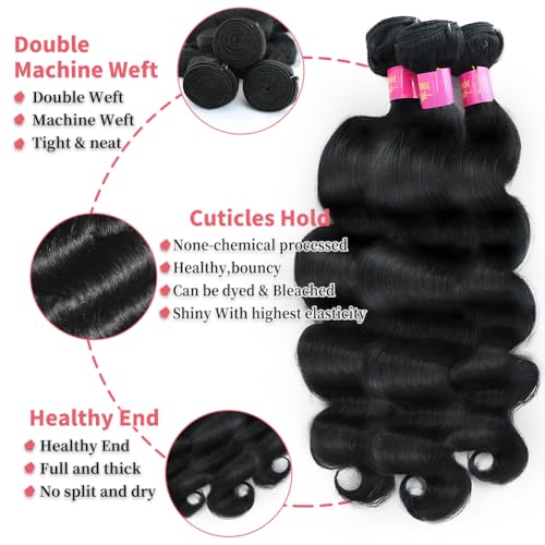 12A Human Hair Bundles Body Wave Bundles Human Hair 14 16 18 20 Inch 100% Unprocessed Brazilian Virgin Hair Body Wave 4 Bundles Human Hair Extensions for Women