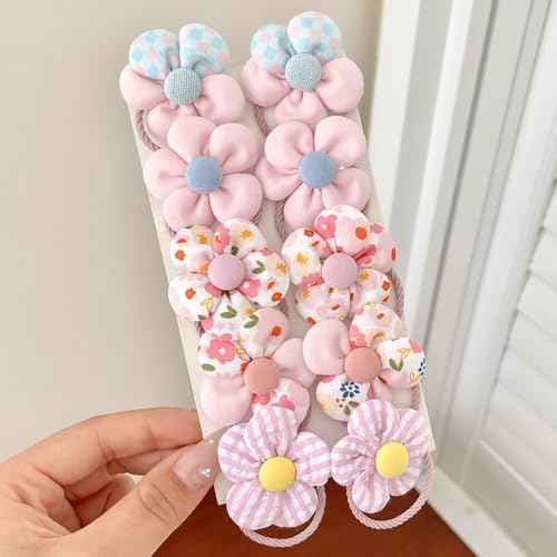 20Pcs Girls Hair Ties No Damage - Colorful Flower Ponytail Holders for Toddlers, Kids, and Babies - Soft, Small Hair Bands and Cute Hair Accessories