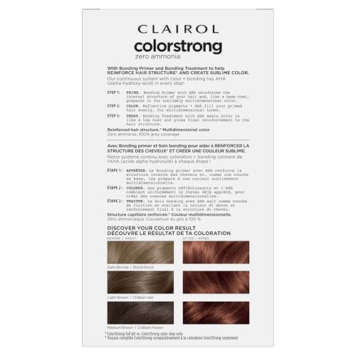 Clairol ColorStrong Permanent Zero Ammonia Hair Dye, 6.4 Light Copper Brown - Red Desert Hair Color, Pack of 1