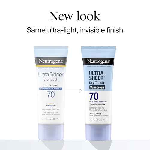 Neutrogena Ultra Sheer Dry-Touch Sunscreen Lotion SPF 70, Broad Spectrum, Water Resistant 80 Min, Oil-Free, Oxybenzone-Free, Non-Comedogenic, Matte Finish, Body Sunscreen, Travel Size 3 Fl Oz