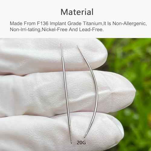 G23 Titanium Threadless Piercing Taper 16G/18G/20G Flat Back Earring Applicator Tool Insertion Pin for Push In Nose Lip Ear Tragus Helix Body Piercing Jewelry Stretcher Assistant Tool