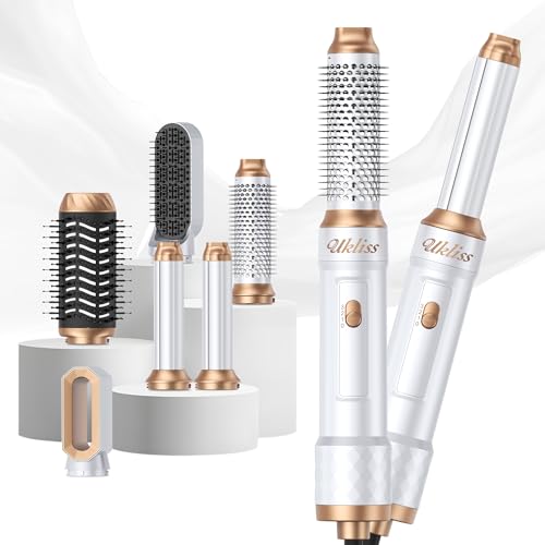 Ukliss 6 in 1 Hair Dryer Brush, Air Styler with Auto Wrap Curling - Ionic Blow Dryer for Frizz-Free Fast Drying, Volumizing Brush & Straightener for All Hair Types, ALCI Plug