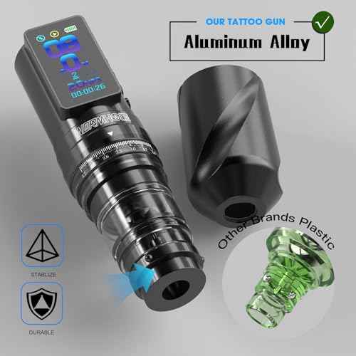 Wormhole Tattoo Gun Kit Wireless Tattoo Kit with 7 Adjustable Stroke 2,300mAh Power Tattoo Machine with Normal/Jump-Start/Dot Working Mode with LED Digital Display Professional Xtreme Tattoo Kit