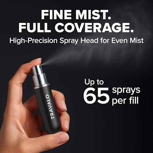 Travalo Classic HD Perfume Atomizer - Leak-Proof and TSA Approved for Air Travel - Reusable, Airtight, Easy-Fill Mini Pump Sprayer - Lightweight, Elegant Design w/Volume Window - Black 0.17oz