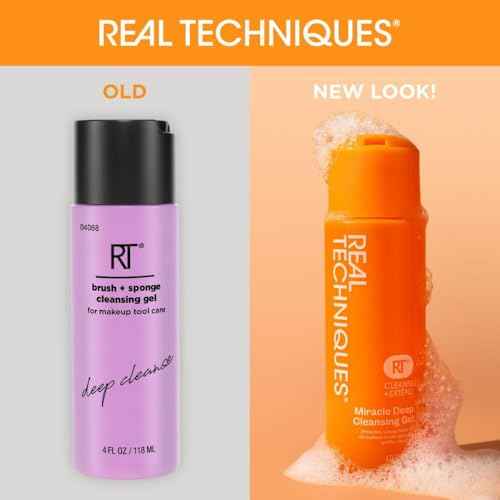 Real Techniques Miracle Deep Cleansing Gel, Makeup Brush & Sponge Cleaner Shampoo for Makeup Tools, Vegan & Cruelty-Free, 4 fl. oz./118 ml Bottle