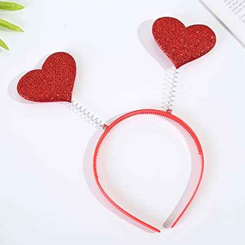 2 Pcs Valentines Day Heart Head Boppers Headband Love Hair Hoops Red Heart Headpiece Hairband Hair Bands Women Cosplay Costume Dress Up Christmas Halloween Wedding Holiday Birthday Party Accessories