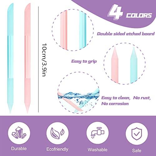 4Pcs Glass Cuticle Pusher, heemeei Dual-Ended Manicure Stick, Crystal Cuticle Pusher Glass File, Professional Precision Filing Cuticle Remover, Manicure Pedicure Tools for Nails and Cuticles Care¡¦