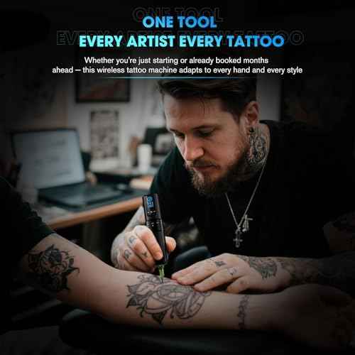 INKin Tattoo Gun with 7 Adjustable Stroke Lengths 2.2mm-4.2mm, Ultra-Plus Wireless Tattoo Pen Machine 1600mAh Power Supply, Tattoo Pen with LED Display for Beginners and Artists