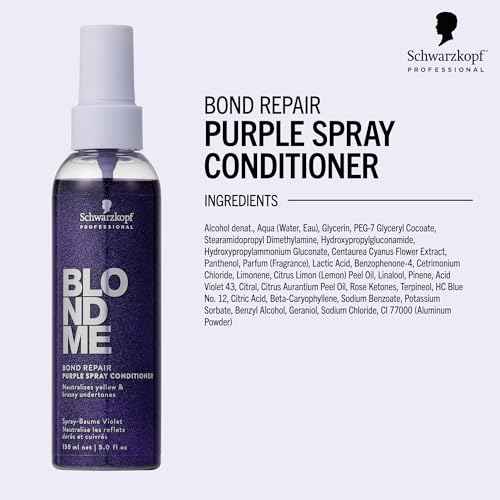 BlondMe Bond Repair Purple Spray Conditioner for Blonde Hair | Neutralize Yellow & Brassy Tones | Strengthen, Repair, & Prevent Breakage | For Moisturized, Healthy-Looking Cool-Toned Blondes
