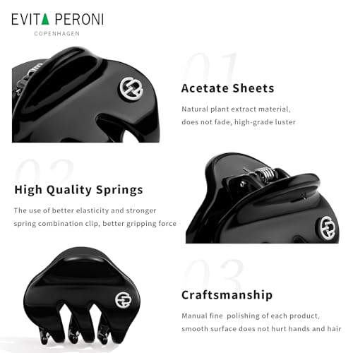 EVITA PERONI Small Hair Clips, Mini Hair Clip for Hair, Little Tiny Claw Clips for Women Girls, Caramel Brown