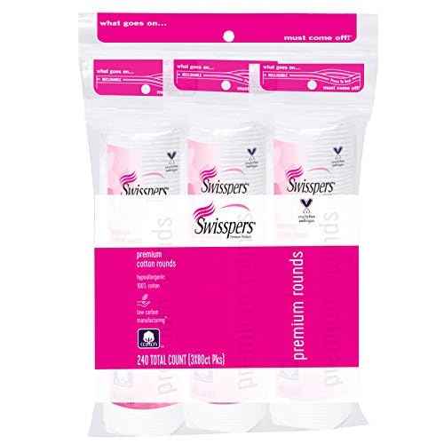 Swisspers Premium 100% Cotton Rounds, Hypoallergenic, 240 Count