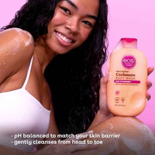 eos Shea Better Cashmere Body Wash, Pink Champagne, Moisturizing and Nourishing, pH Balanced Creamy Gel Formula, Paraben & Phthalate Free, Sensitive Skin,16 fl oz