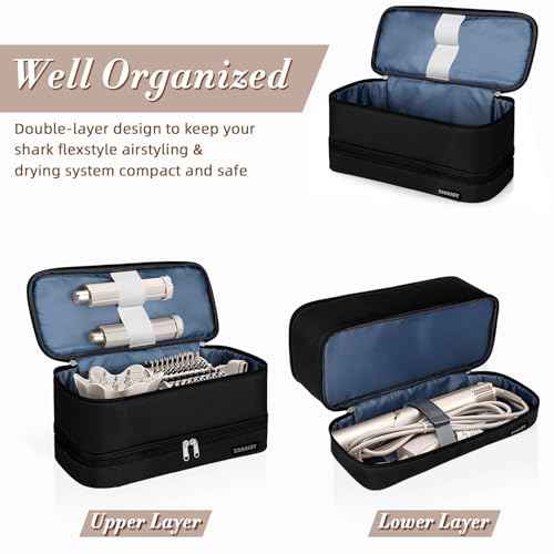 Double Layer Storage Case For Shark Flexstyle, Travel Carrying Case For Shark 430/440 Flexstyle, Organizer Bag For Shark Flexstyle/Dyson Airwrap Styler Attachments