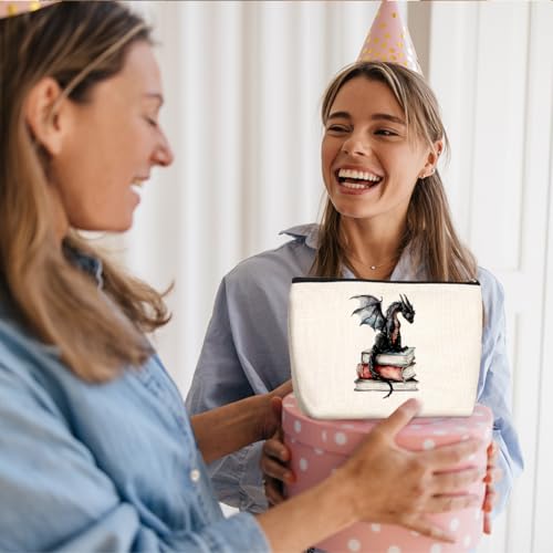 Fantasy Dragon Makeup Bag Fantasy Book Lovers Gifts Bookish Gifts Cosmetic Bag Halloween Christmas Birthday Gifts for Readers Women Girls Friends Sisters Book Accessories Travel Toiletry Bag