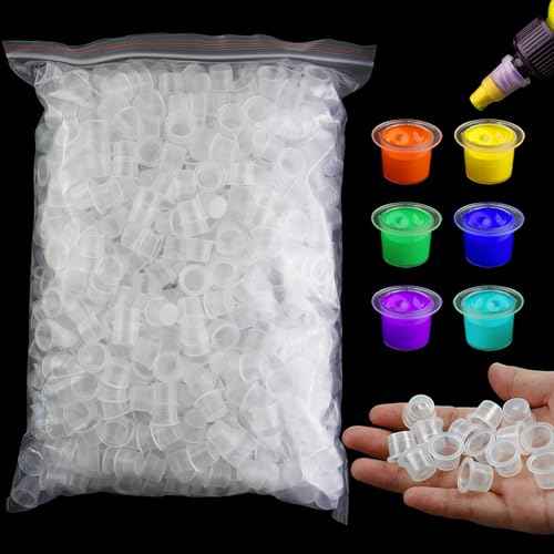 Rayyl Tattoo Ink Caps - 300PCS Pigment Tattoo Ink Cups Mixed #9 Small #13 Medium #16 Large Plastic Disposable Pigment Ink Cups...¡¦