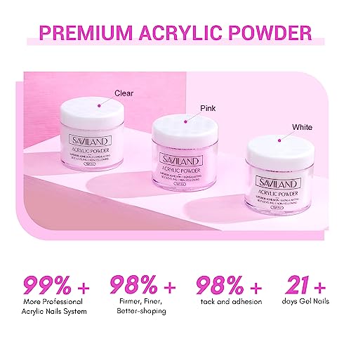 Saviland Acrylic Nail Kit ? Nails Kit Acrylic Set Acrylic Powder & Liquid with Builder Nail Gel Nail Drill Glitter Nail Art Powder Acrylic Nail Tools for Home DIY Nail Salon Use Christmas Gift