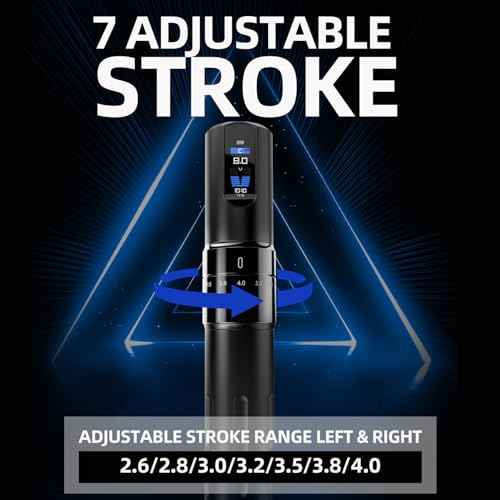 OG Dark Knight Rotary Tattoo Gun Machine with Adjustable Stroke,Wireless Tattoo Pen Machine with 2000mAh,Tattoo Machine Power LED Display Tattoo Equipment Supply for Professional Tattoo Artists