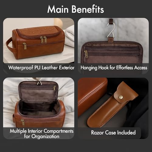 Mens Travel Bag Toiletry with Razor Travel Case-Durable Zippers & Waterproof Lining, Spacious Yet Compact, Hanging Kit for Business Travel, Groomsmen & Dad Gifts-boys toiletry bag