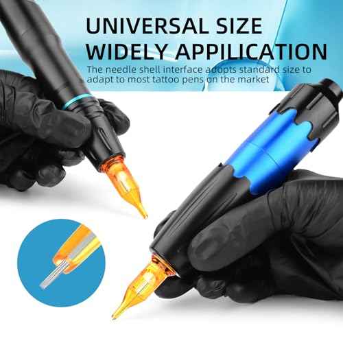 Tattoo Cartridge Needles, ATOMUS 10pcs 3RS 5RS 7RS 9RS Round Shader Disposable Tattoo Needle for Pen Rotary Machine Tattoo Supplies (Yellow 7RS 10pcs)