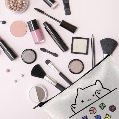 TSOTMO Cat Throwing Dice Bag of Holding Zipper Pouch Gamer Dice Game Makeup Bag Funny Gaming Gift for Women