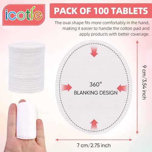 Oval Cotton Pads (100 Count) Ultra-Soft Cotton Ovals 100% Cotton Spunlace Purely Physical Technology, Large Makeup Remover Pads Facial Cotton Pads for Makeup Removal, Cleansing, Toner Application