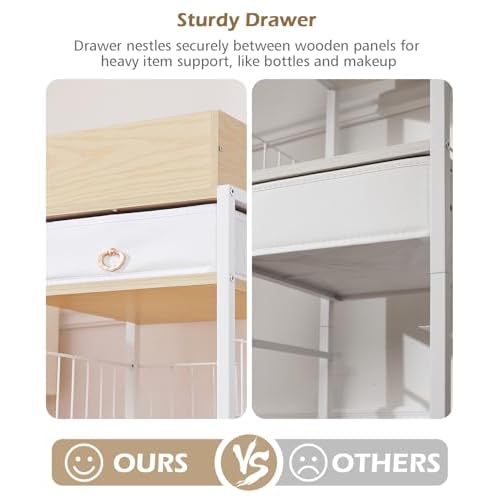 Makeup Storage Organizer for Bedroom: Make Up Holder with Drawer - Vanity Organization for Skincare Cosmetic Brush Beauty Accessories
