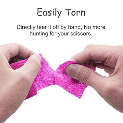 VideoPUP Tattoo Grip Cover Wrap, 6PCS Disposable Cohesive Elastic Bandage Handle Grip Tube for Tattoo Machine Accessories (Phosphor Pink)