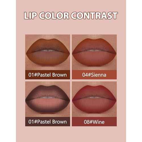 2-in-1 Lip Liner and Lipstick Lip Combo Set, Matte Nude Dark Brown Red Lip Liners, High Pigmented Long Lasting Waterproof Smudge Proof Crayon Makeup 05#